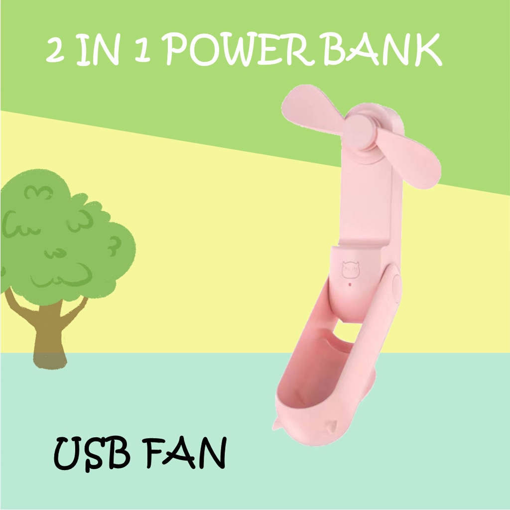 Jual Kipas Angin Portable Fan Usb Kipas Angin Mini +4800mAh Power Bank