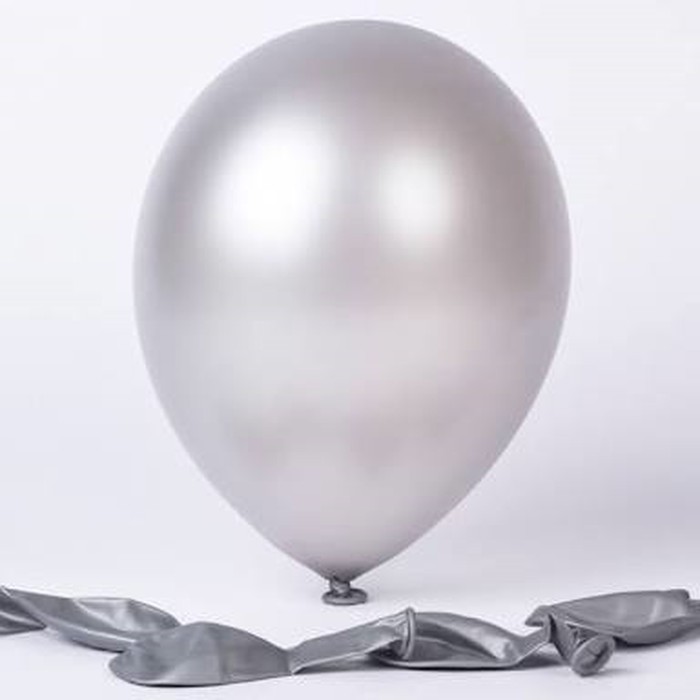 Jual Balon Metalic Silver/Abu-abu 12inch Isi 100 (Balon Polos Latek ...