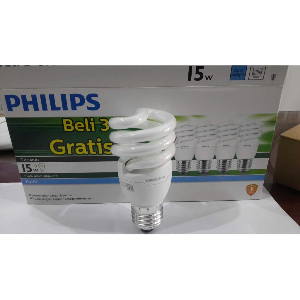 Jual Lampu Philips Tornado beli 3 gratis 1 15watt philips multipack