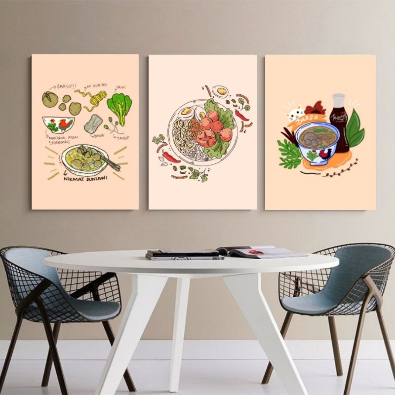 Jual Hiasan Dinding Aesthetic Lukisan Printing Tema Bakso Art Print