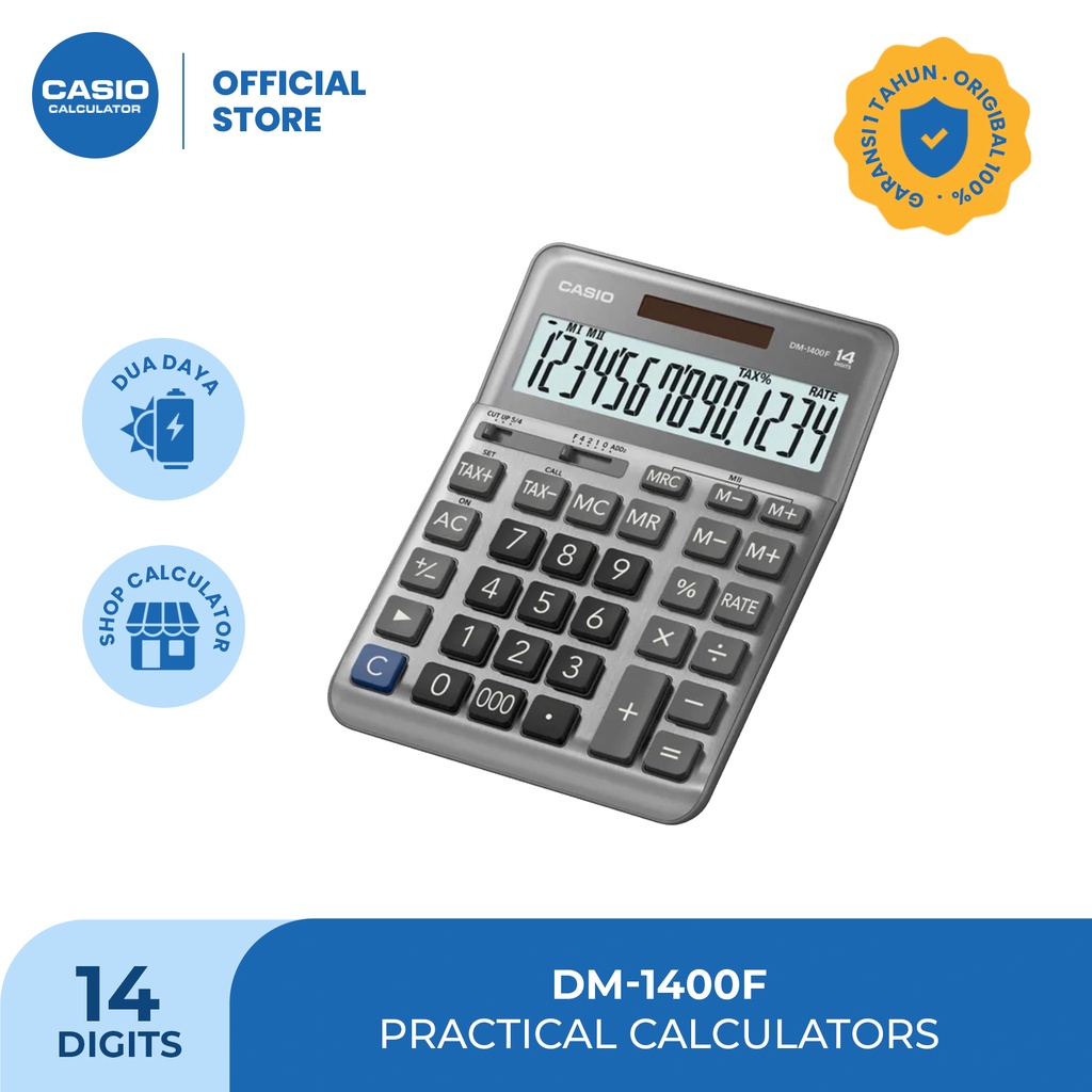 CASIO KALKULATOR DM-1400F - Kalkulator Kantor - 14 digit