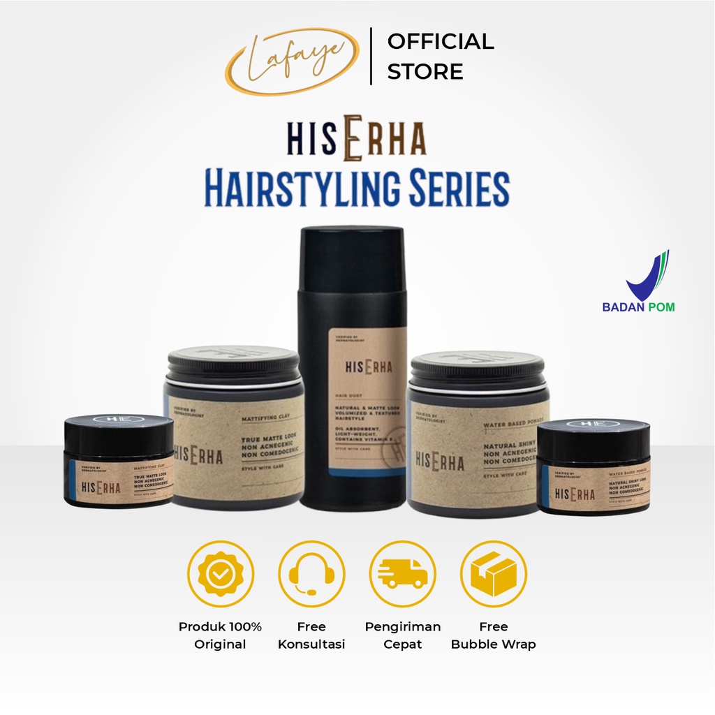 Jual HIS ERHA Pomade Waterbased Mattifying Clay Pomade Hair Dust Powder