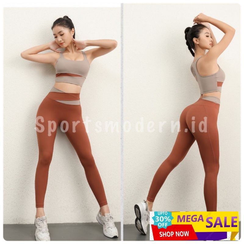 Setelan Olahraga Wanita sportbra+Legging Gym Fitness Zumba set-angnes