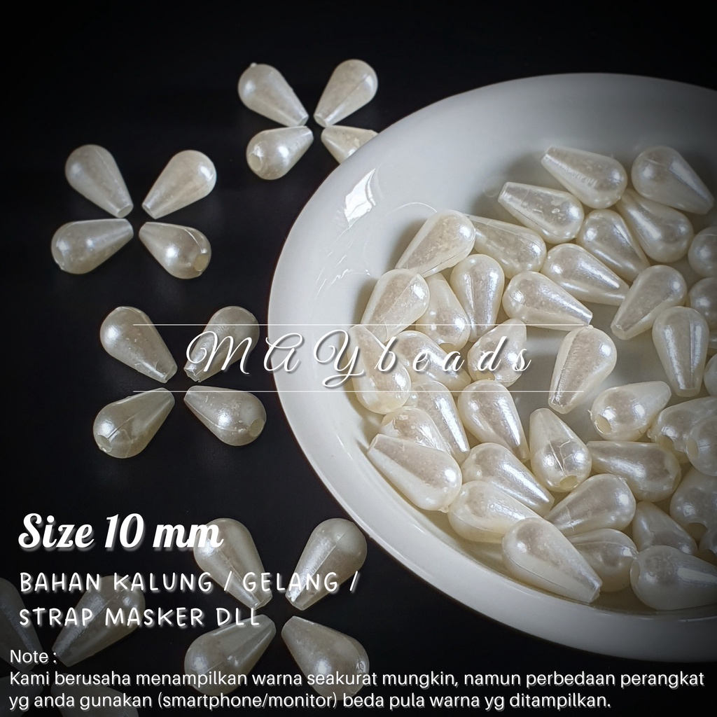 Jual MOTE / MERONCE / BEADS / MANIK MUTIARA PUTIH AIR TETES 10MM ...