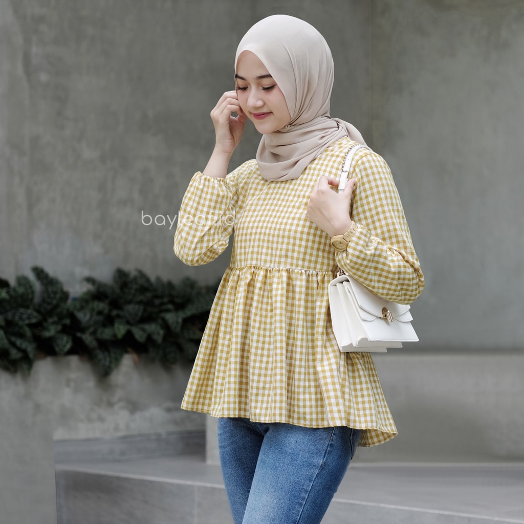 Jual Bayleaf.id Arabele Plaid Blouse / Atasan Blouse Casual Wanita ...