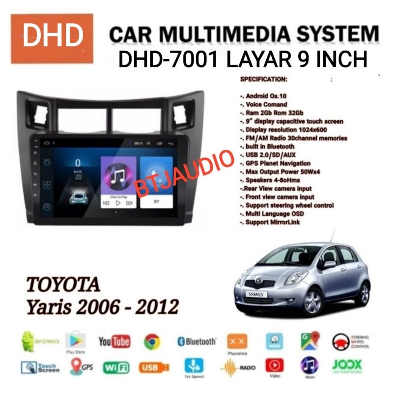 Jual HEAD UNIT TAPE TV MOBIL DOUBLE DIN ANDROID LAYAR 9 INCH TOYOTA YARIS BAKPAO TAHUN 2006 2012