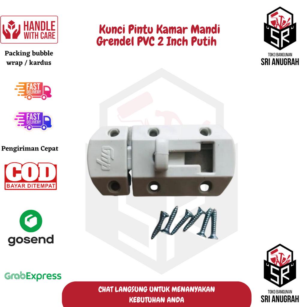 Jual Kunci Pintu Kamar Mandi Grendel PVC 2 Inch Putih | Shopee Indonesia