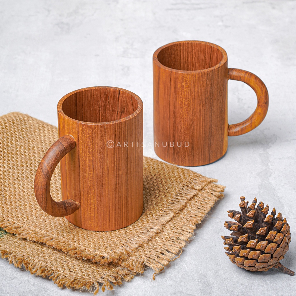 Jual Bora Cangkir Kayu Gelas Kayu Mug Kayu Jati Finishing Natural Food Grade Props Foto 3162