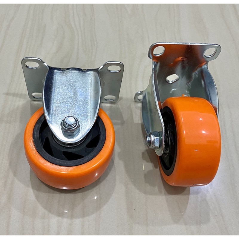Jual PU OREN 4”MM Roda pu orange 4inci TETAP Roda elasase 4