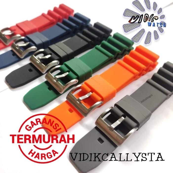 Jual Tali karet jam tangan Silicone 20mm 22mm Rubber Strap Waterproof