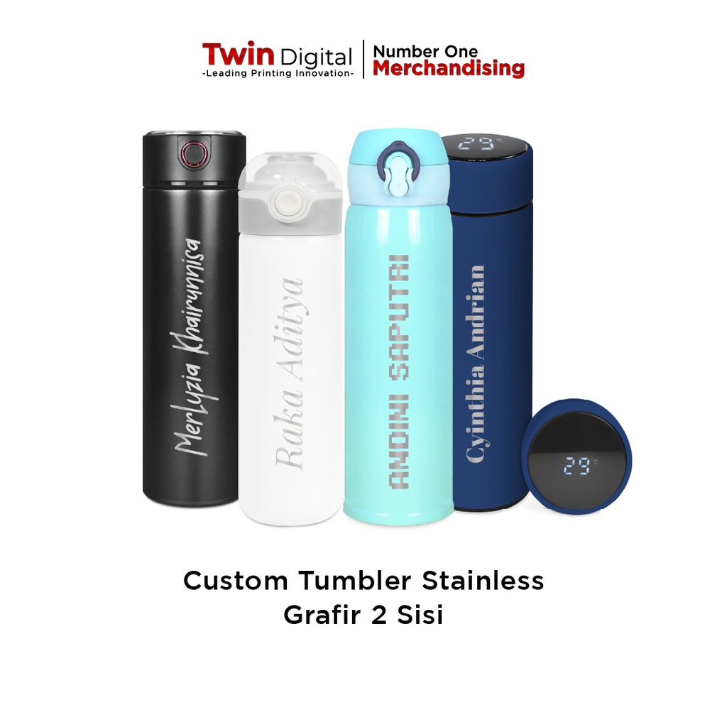 Jual Twindigital Custom Nama Logo Botol Minum Termos Stainless 500ml Jenis Tumbler Grafir 2 6341