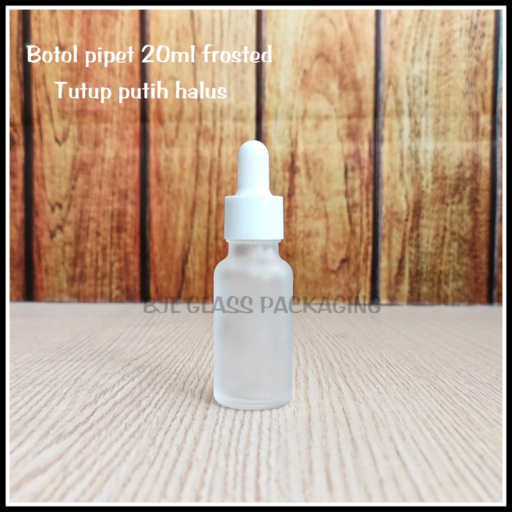 Jual botol kaca pipet 20ml frosted/botol serum tetes 20ml ring putih ...