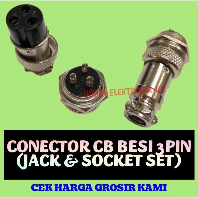 Jual CONECTOR CB 3PIN BESI JACK + SOCKET SET | Shopee Indonesia