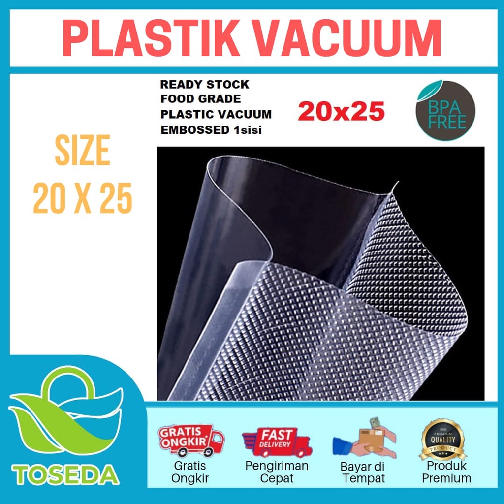 Jual Plastik Vakum Makanan Embos Plastic Vacuum Bag Emboss Food 20x25cm