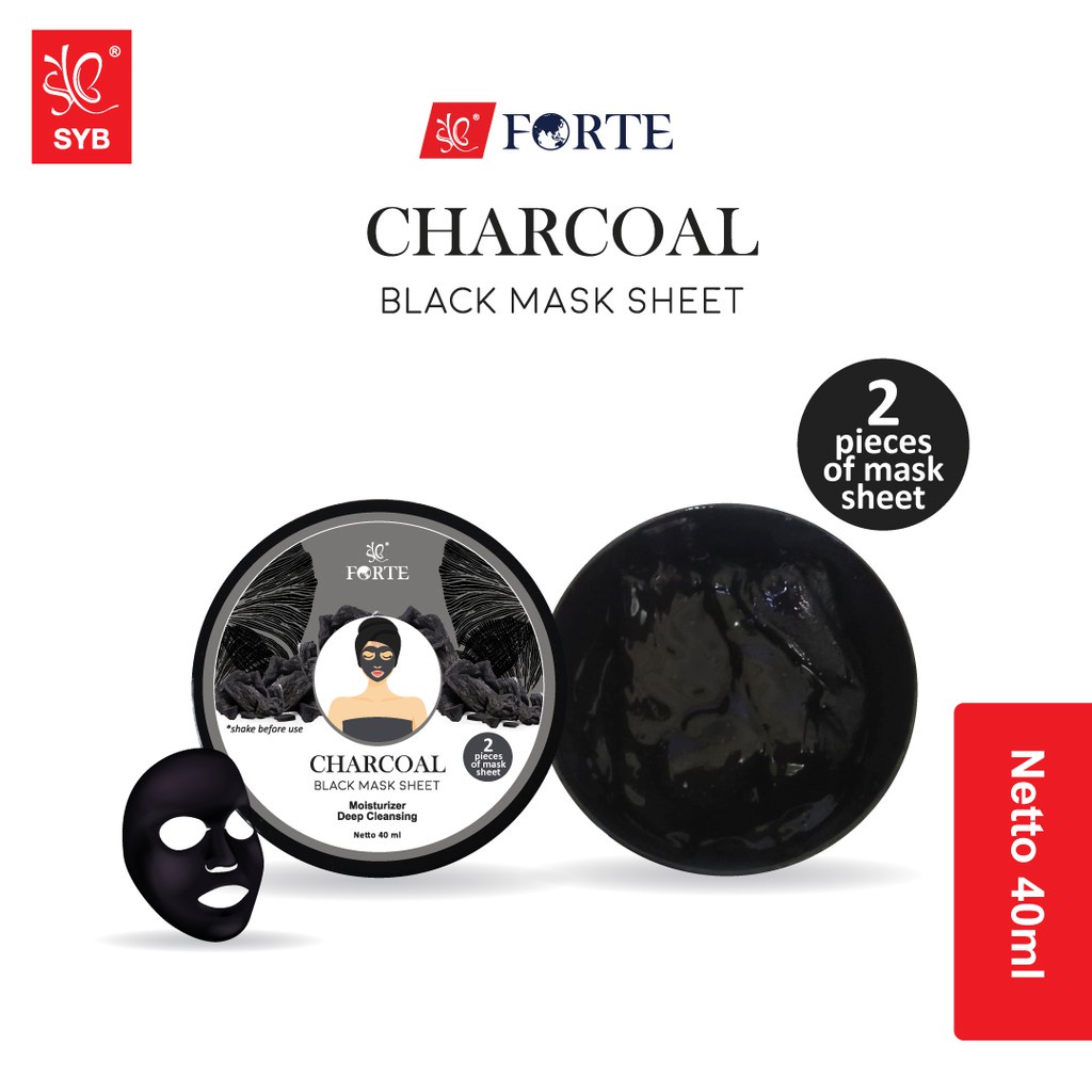 [ORI] SYB Charcoal Black Masker Tisu Mencegah Bakteri Jerawat Membandal & Mengecilkan Pori - BPOM
