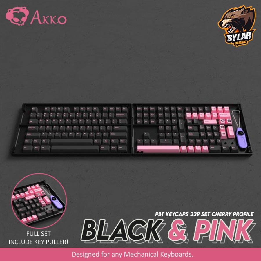 Jual Akko Black & Pink The Dancer PBT Keycaps 229 Set Cherry Profile ...