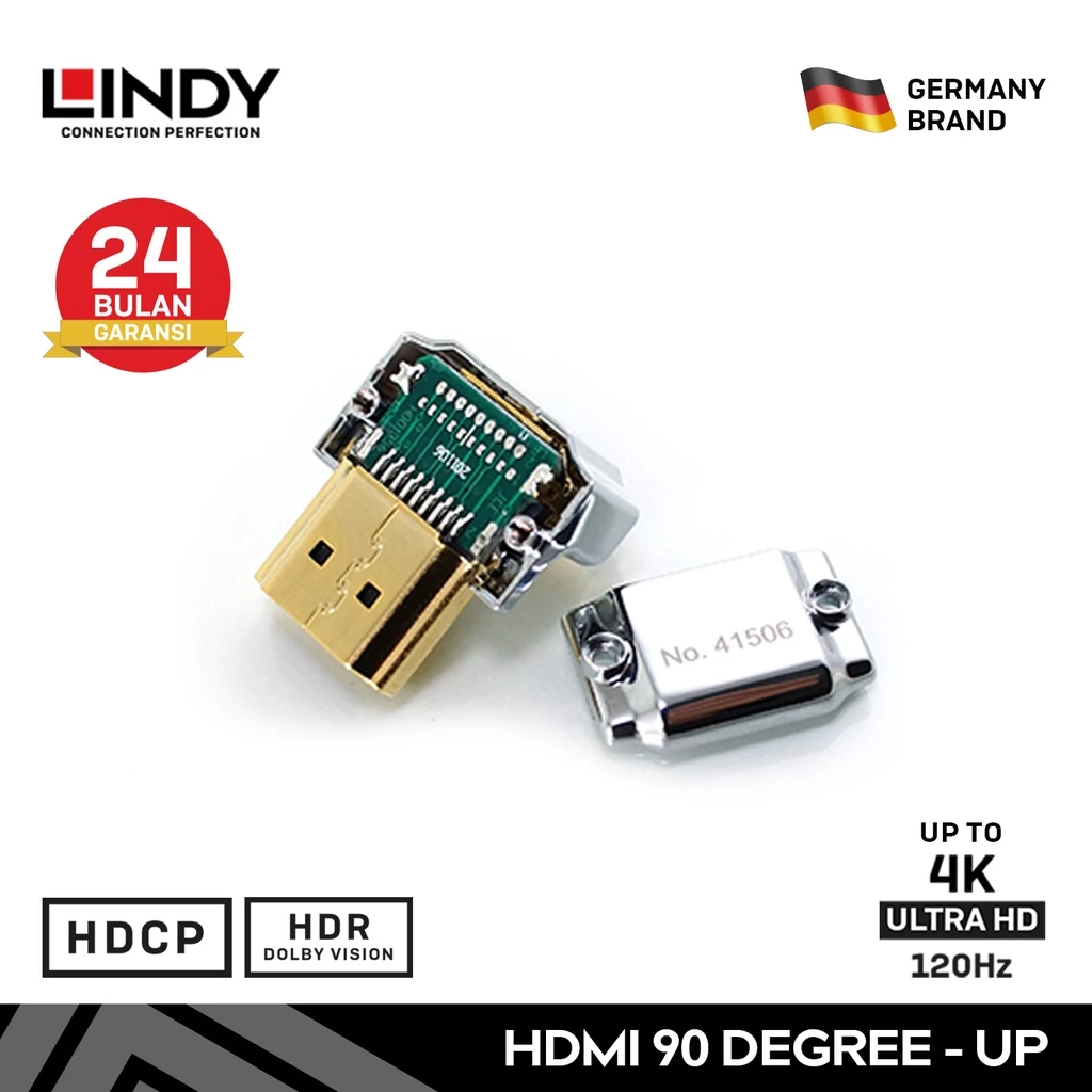 LINDY 41506 Konektor Adapter HDMI Male to Female Up Angle Degree