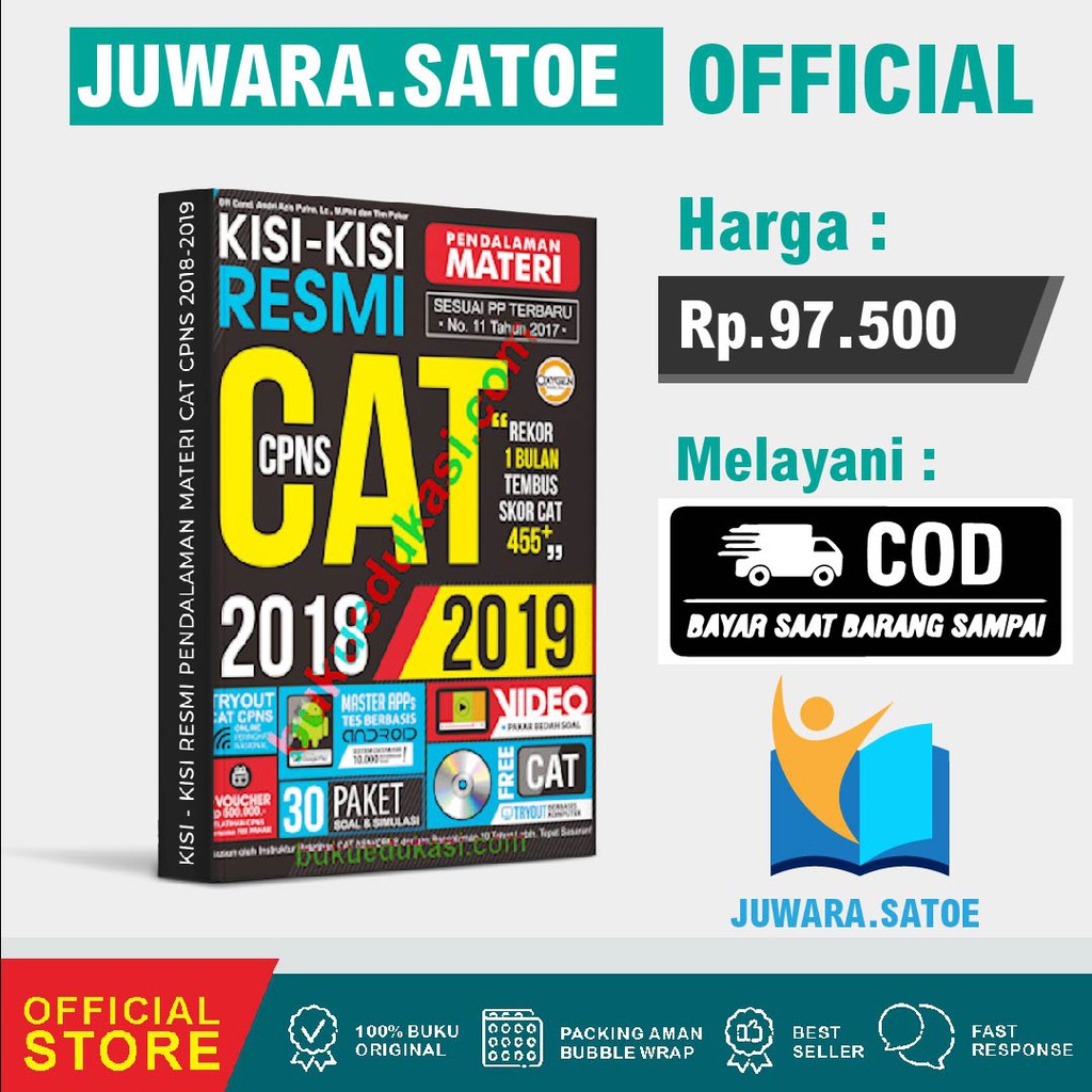 Jual Buku Kisi-Kisi Resmi Cat Cpns 2018-2019 (+Cd Software CBT CAT ...