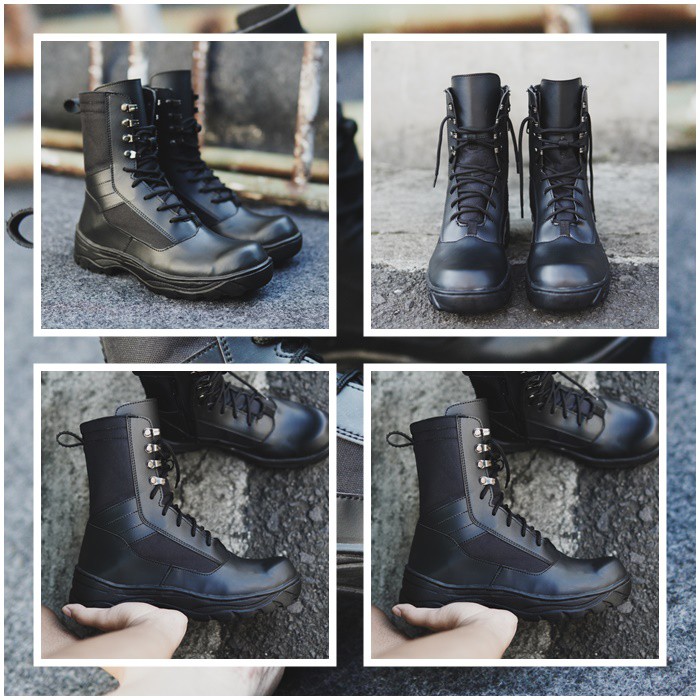 Jual sepatu safety boots black force hawk tinggi 10 inci work ujung ...
