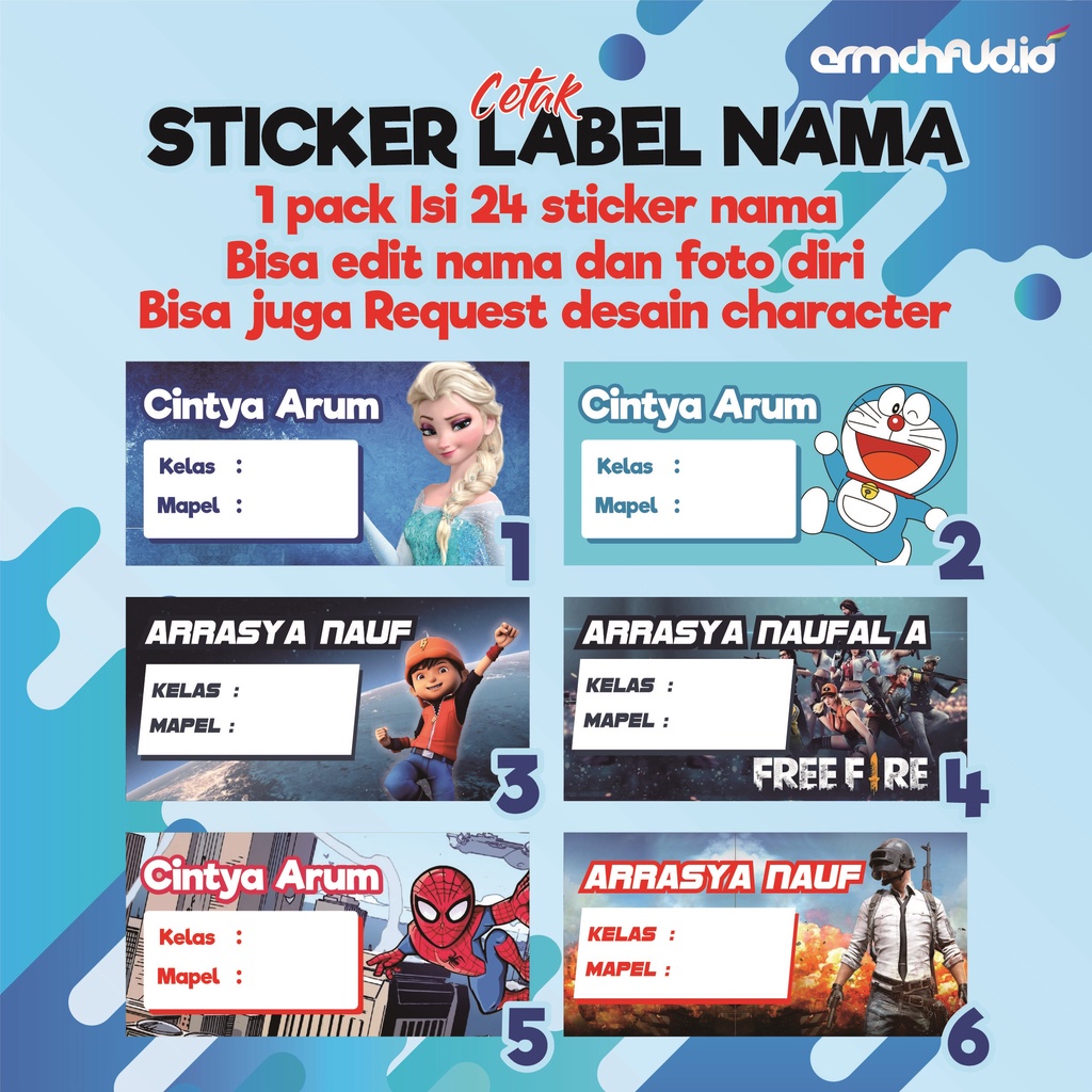 Jual Stiker Label Buku Mata Pelajaran Karakter Sticker Nama Mapel