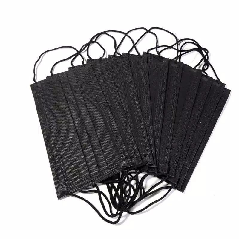 Jual MASKER HITAM EARLOOP DEWASA BLACK EDITION Isi 10pcs /MASKER MULUT ...