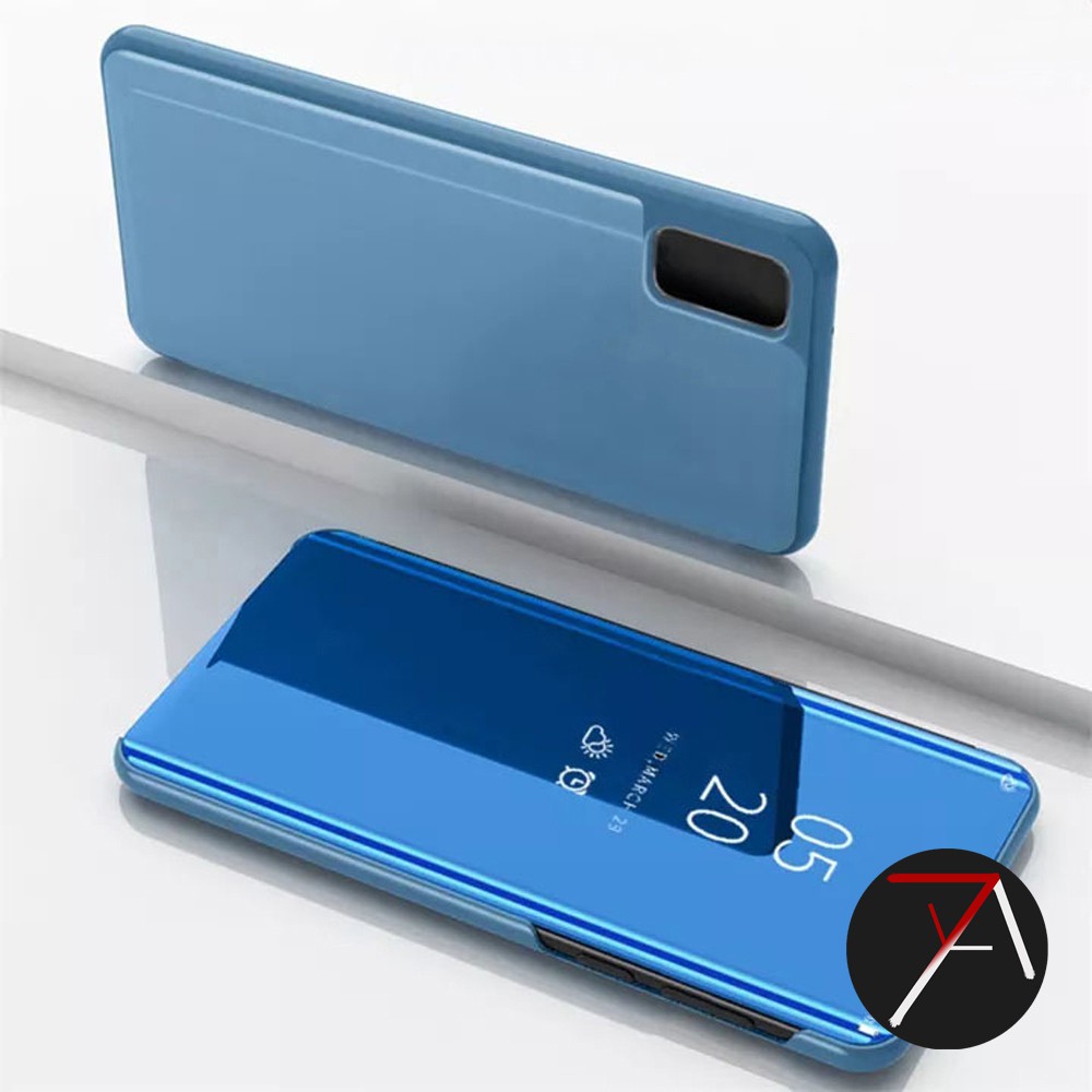 RanTuo Cover per Honor X7, Specchio Traslucido Ultrasottile + Custodia Smart Flip Pelle PU, con Staffa, Custodia per Honor X7.(Argento