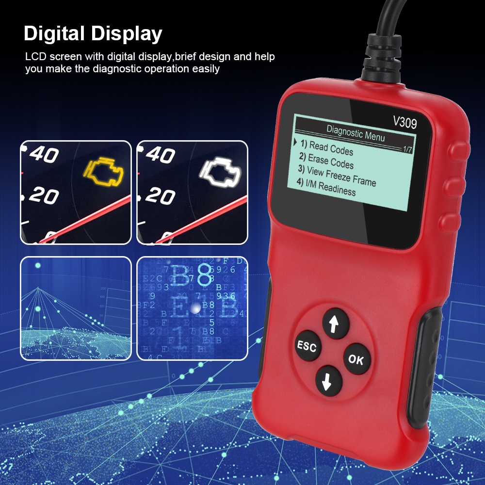 Jual Car Diagnostic Tool Plug and Play Digital Display V309 OBD2 Code