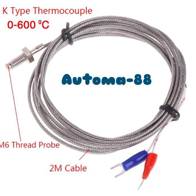 Jual Thermocouple Termokopel Type-K Kabel 2M Drat M6 Kabel 2 Meter ...