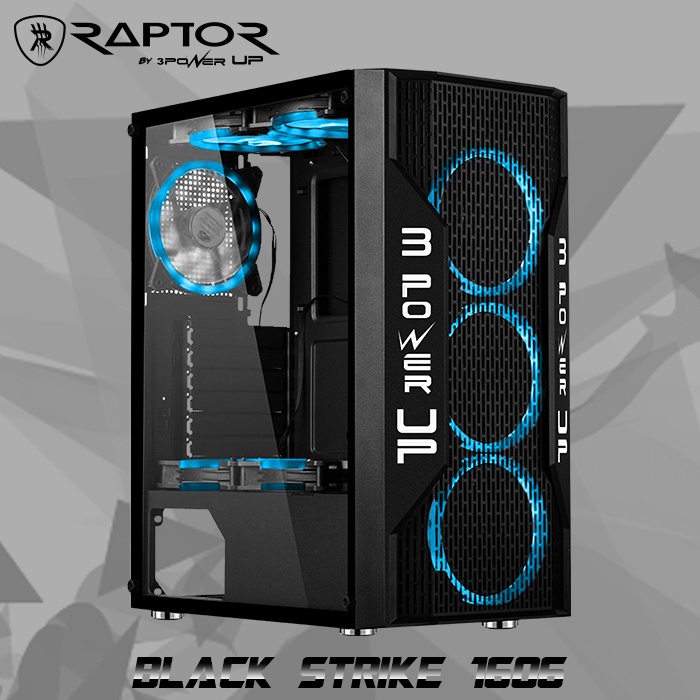 Jual RAPTOR Gaming Case Black Strike 1606 - TEMPERED GLASS - ATX/m-ATX ...