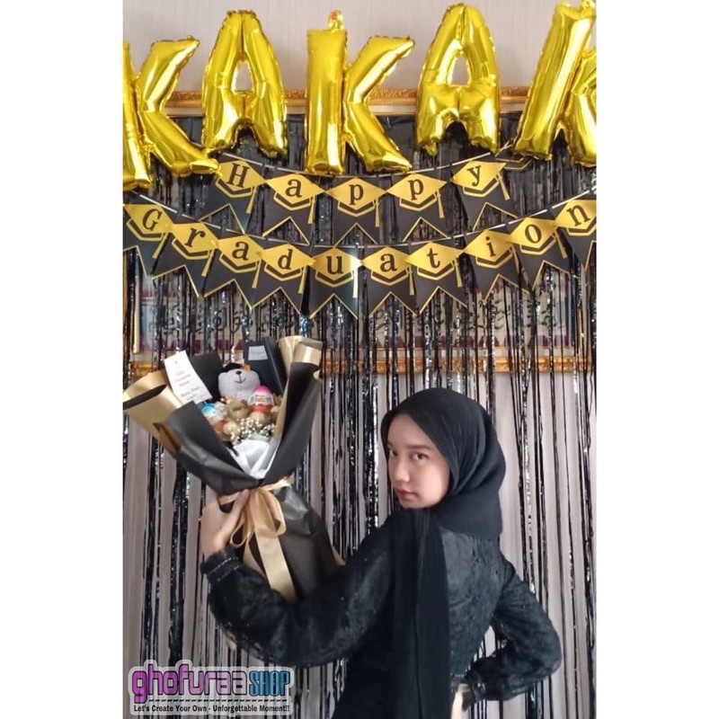 Jual Paket dekorasi wisuda happy graduation graduated grad bunting flag ...