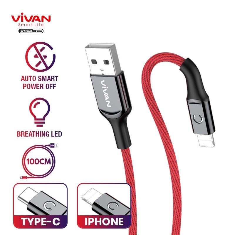 Jual Vivan Kabel Data Iphone Type C Cable Data Automatic Power Off Qc Cm Garansi