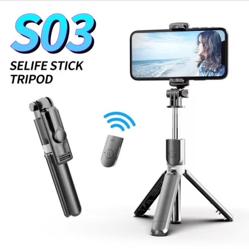 Jual TrendS03/K07/S03S/R1S/R1 SELFIE STICK INTEGRATED TRIPOD