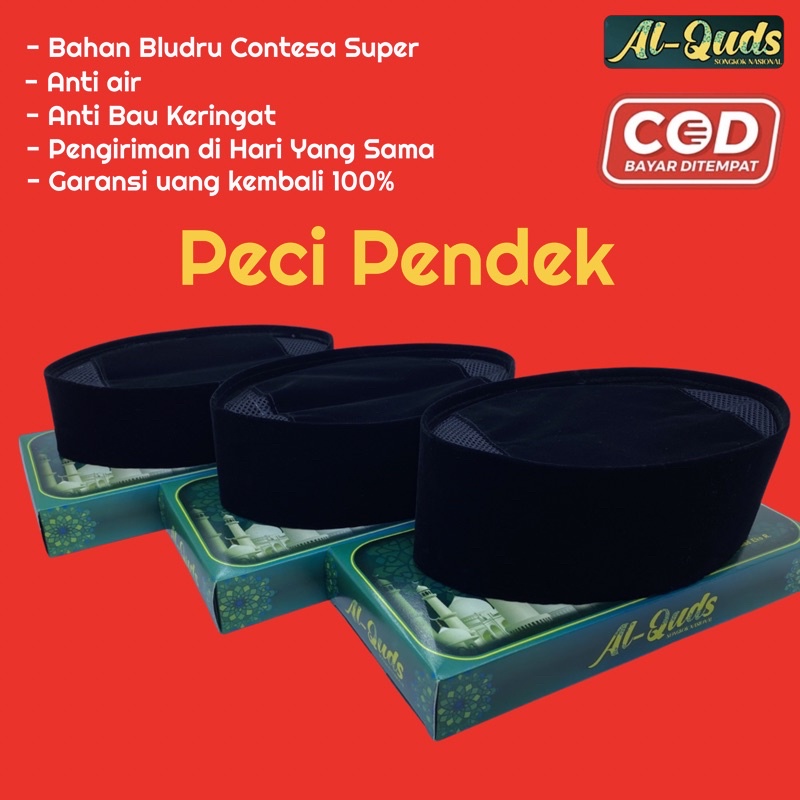Peci Hitam Pendek  / Songkok Kopiah Pendek Hitam Polos AC