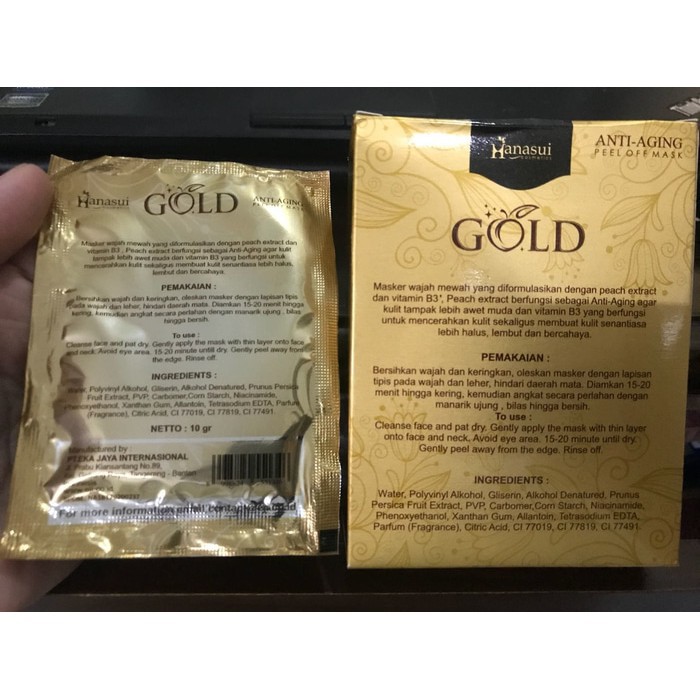 Jual Hanasui Gold Mask Peel Off Masker Gold Naturgo Bpom Sachet