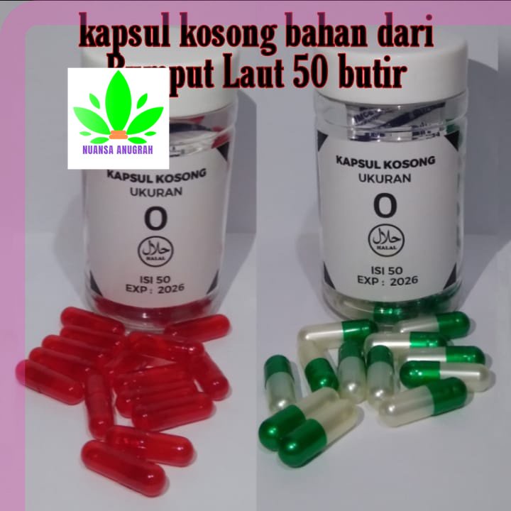 Jual cangkang kapsul rumput laut / kapsul kosong rumput laut ukuran 0 ...