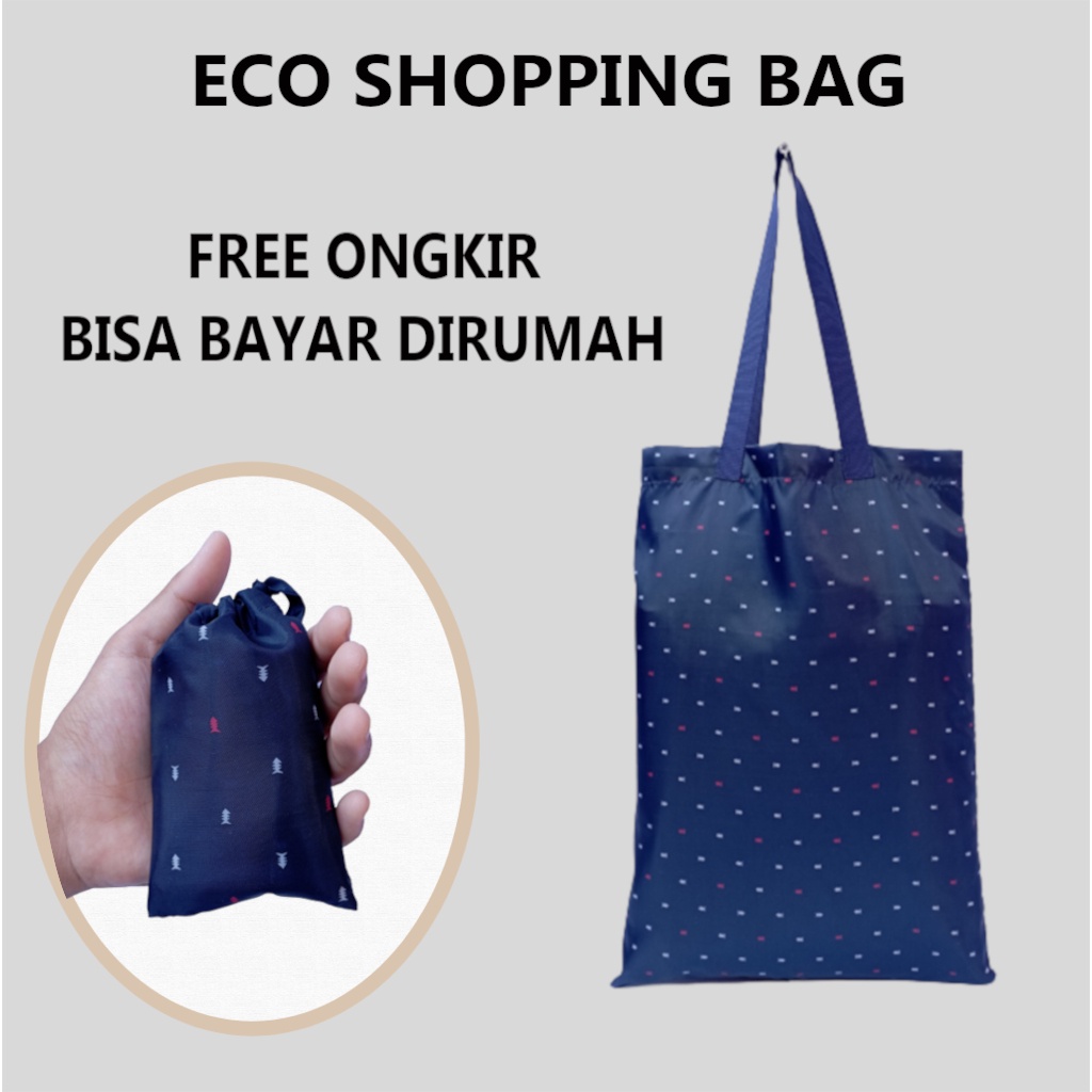 Jual Tas Lipat Kantong Belanja Jinjing Tote Bag Kain Parasut Souvenir
