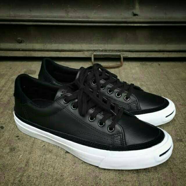 100 ORI CONVERSE Jack Purcell II Ox Leather Black