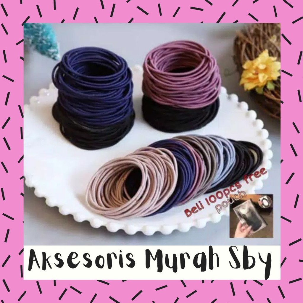Jual 50PCS IKAT RAMBUT KOREA, BELI 100PCS FREE POUCH LUCU!!! | Shopee ...