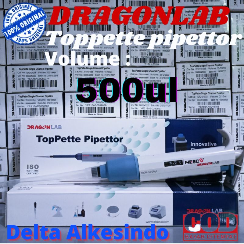 Jual mikropipet dragon lab micropipette DragonLab Variable 500 ul