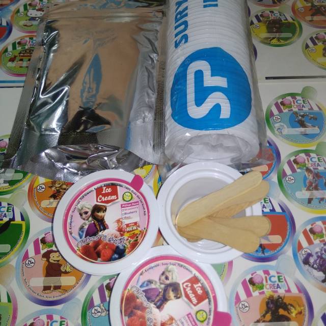 Jual Paket es cream 1 rasa @200 gr cup plastik/cup paper/cup printing ...