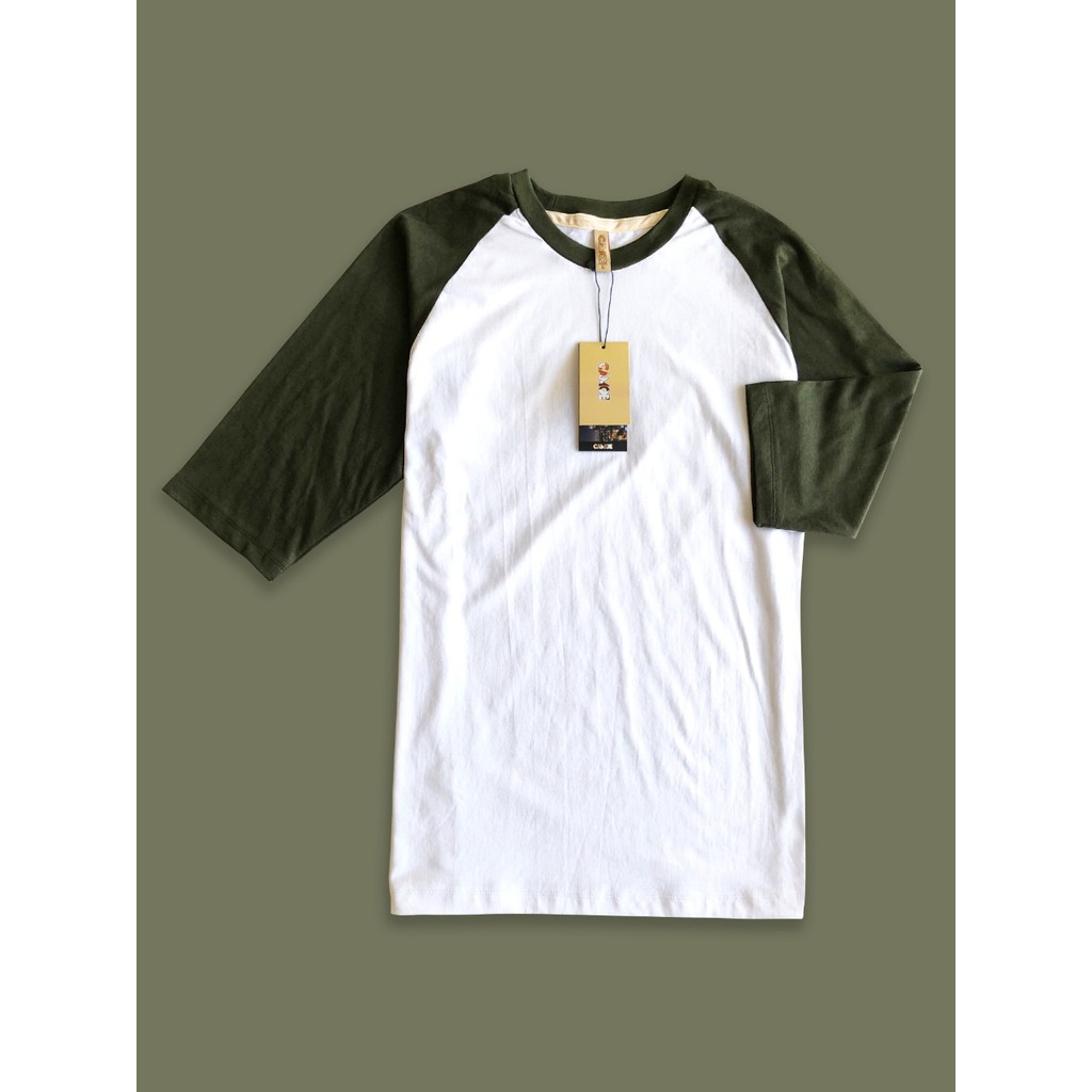 Jual Baju Kaos Raglan premium CAMOE basic warna white army / putih ...