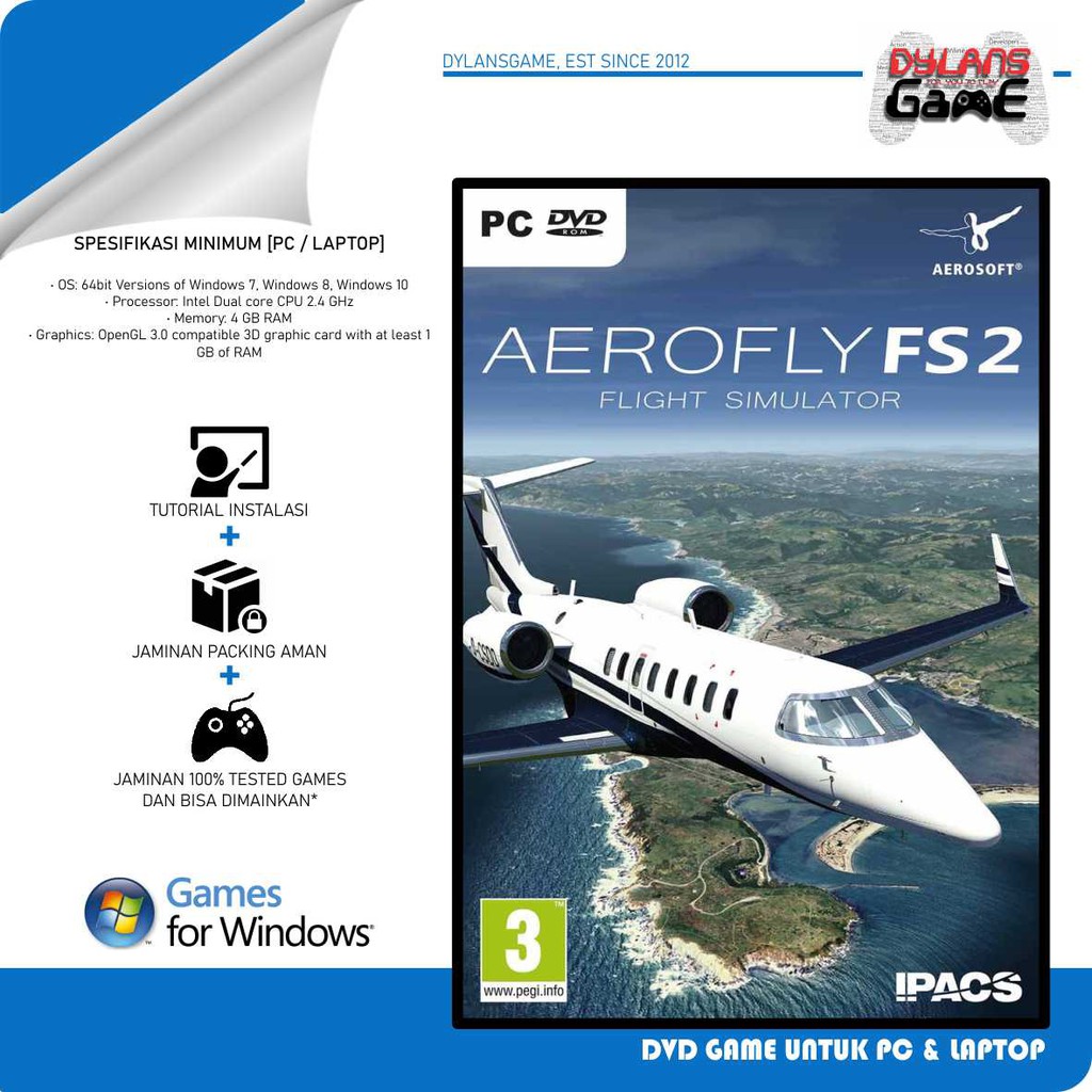 Jual AEROFLY FS 2 FLIGHT SIMULATOR FULL COMPLETE UPDATE KASET GAME PC &  LAPTOP | Shopee Indonesia