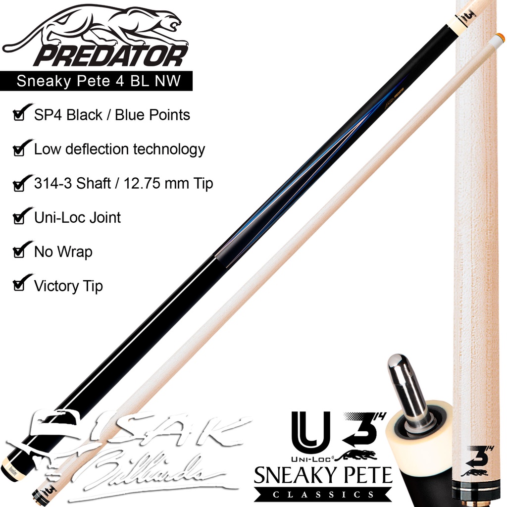 Jual Predator SP4 Black NW Pool Cue | Uniloc Sneaky Pete Stick Billiard ...