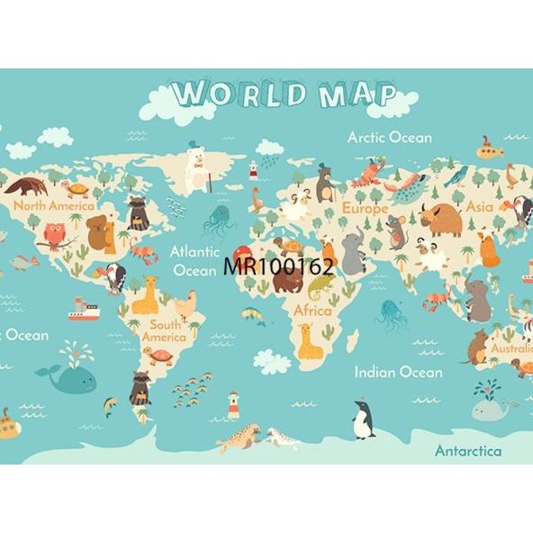 Jual Photowall Mural Dinding Wallpaper Mural Motif Anak Peta Dunia