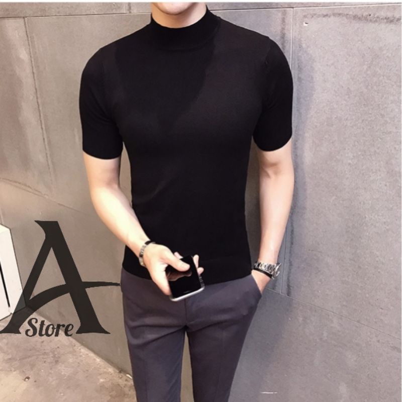 Jual Kaos Pria Distro Turtle Neck Turtleneck Lengan Pendek Premium Shopee Indonesia