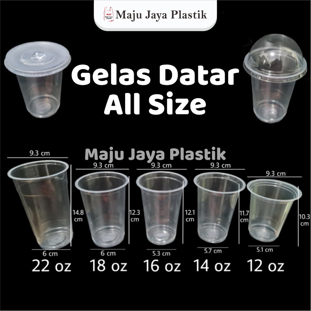 Jual Gelas Cup Plastik Datar 12oz 14oz 16oz 18oz 22oz Starindo Tebal 5gram Tutup Datar Flat 2248