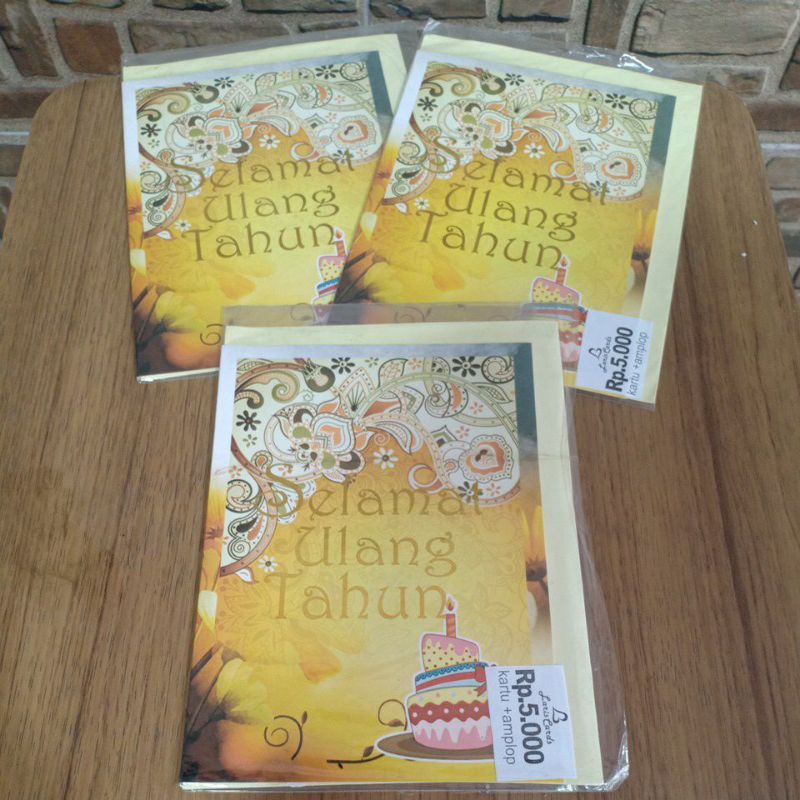 Jual Kartu Ucapan Ulang Tahun Happy Birthday Warna Kuning Emas Ukuran