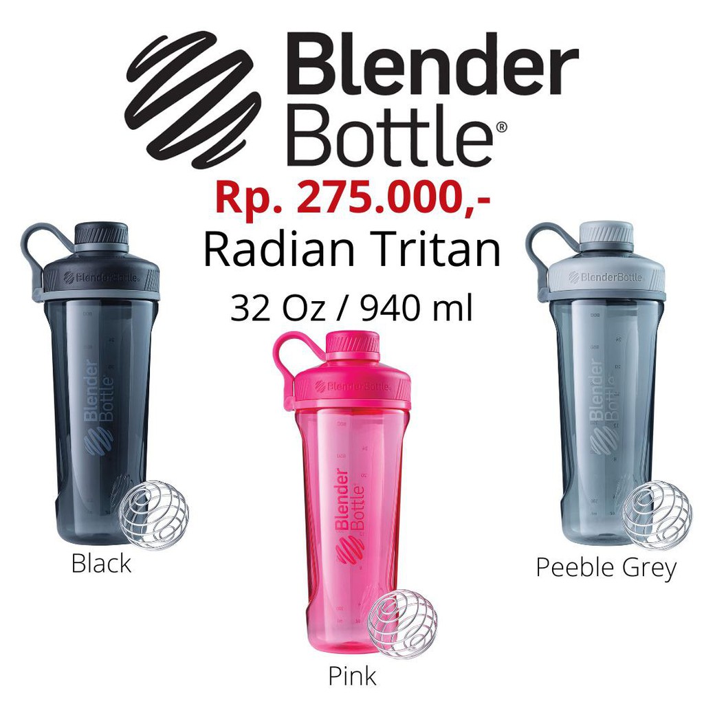 Blenderbottle Radian Tritan Shaker Bottle, Black 32 Oz.