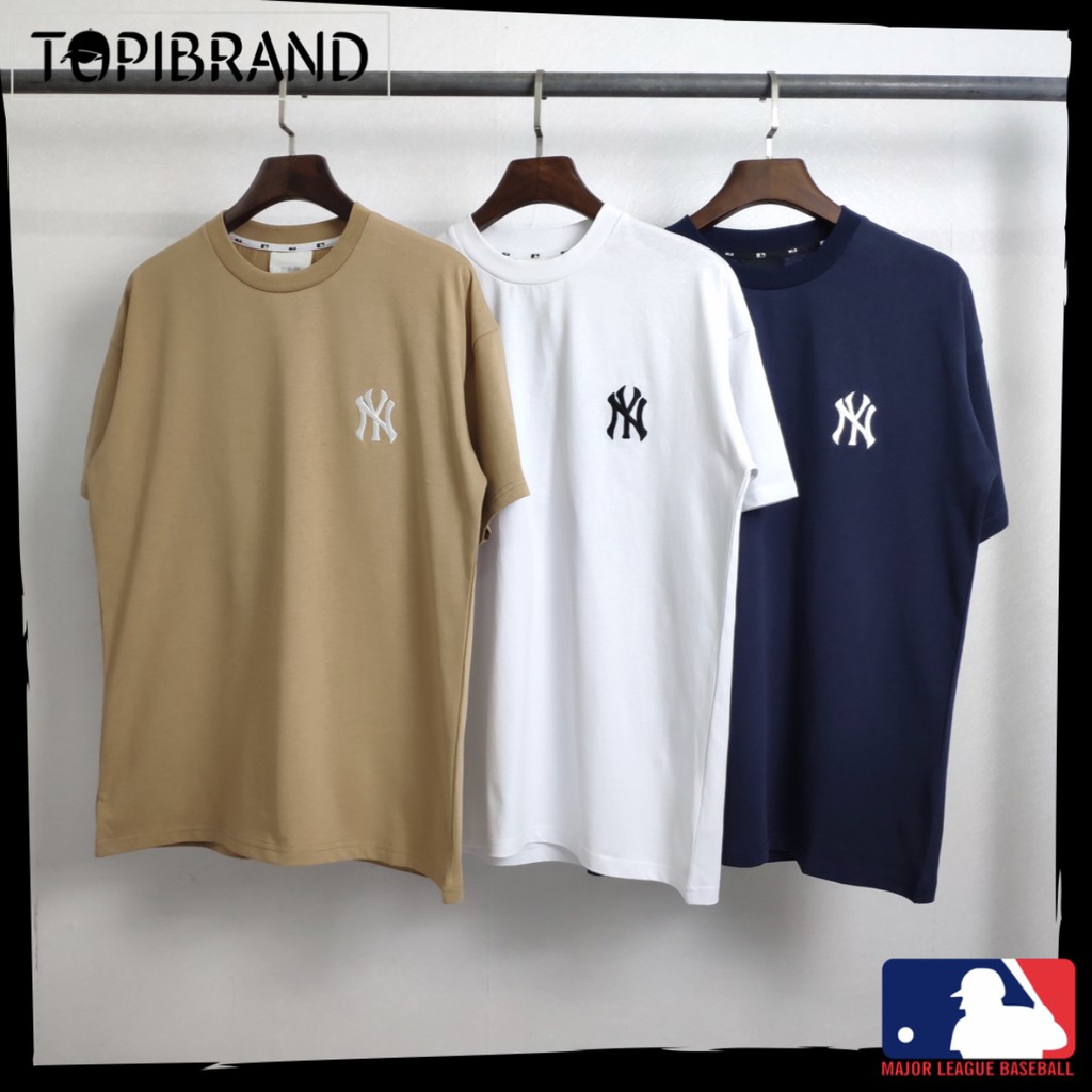 pakaian atasan kaos MLB-Korean Tshirt NY Big Logo In Black sz XS