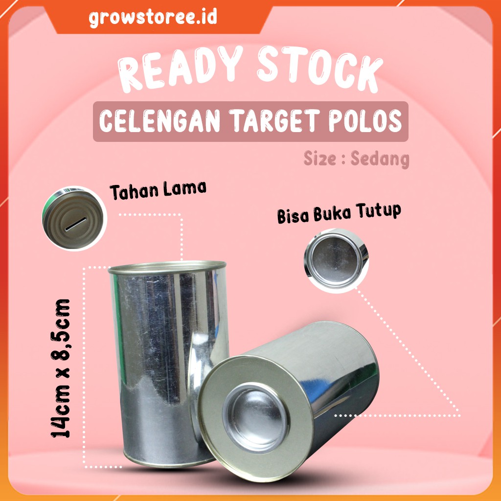 Jual CELENGAN KALENG POLOS BUKA TUTUP 14 X 8.5 CM | CELENGAN KALENG ...